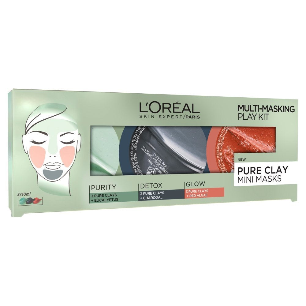 L'Oreal Paris 3 Pure Clay Multi-Masking Face Mini Mask Play Kit, 3x10ml