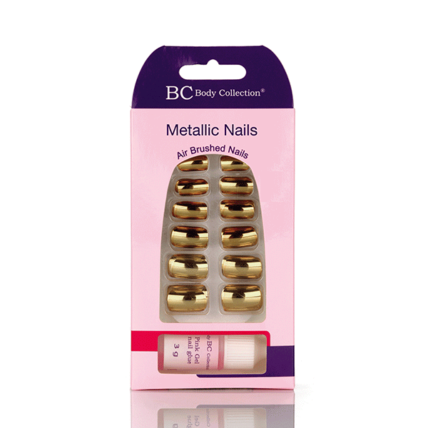 Body Collection Metallic False Nails + Glue