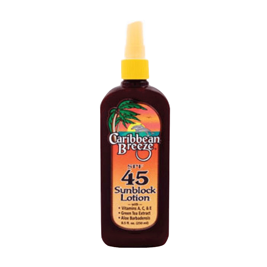 Caribbean Breeze Spf 45 Sunblock Spray Lotion 8.5 oz.
