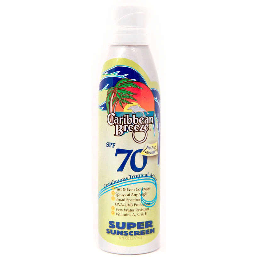 Caribbean Breeze Spf 70 Continuous Tropical Mist Super Sunscreen-6 oz.