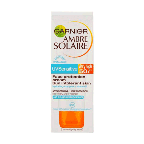 Garnier Ambre Solaire UV Sensitive Face Protection Cream Very High SPF50+ 75ml