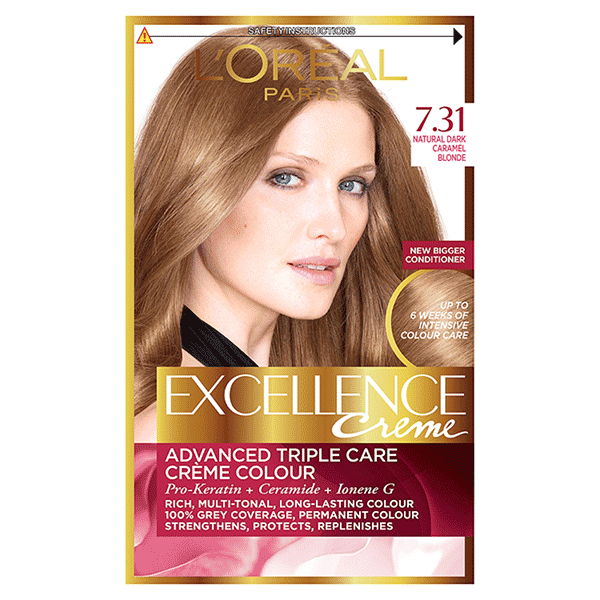 L'Oreal Excellence Creme Colour Natural Dark Caramel Blonde 7.31