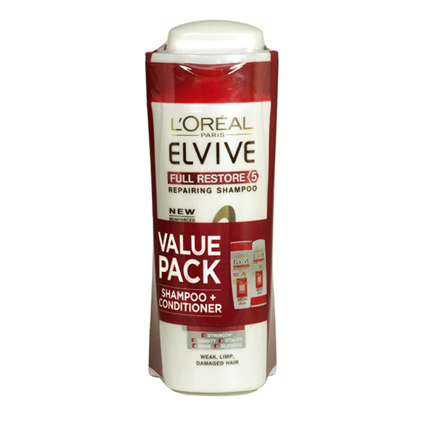 L'Oreal Paris Elvive Full Restore 5 Repairing Shampoo And Conditioner Value Pack