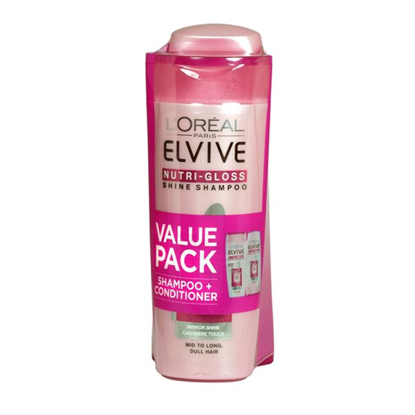 L'Oreal Paris Elvive Nutri-Gloss Shine Shampoo And Conditioner Value Pack