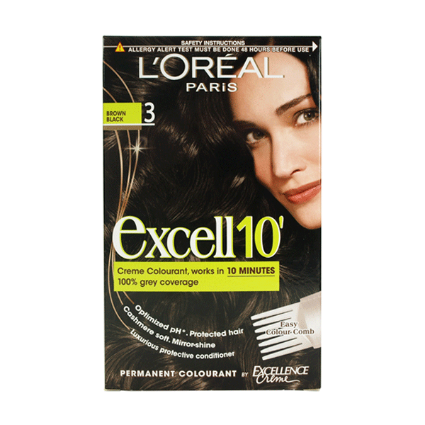 L'Oreal Paris Excell 10' Permanent Colourant - 3 Brown Black