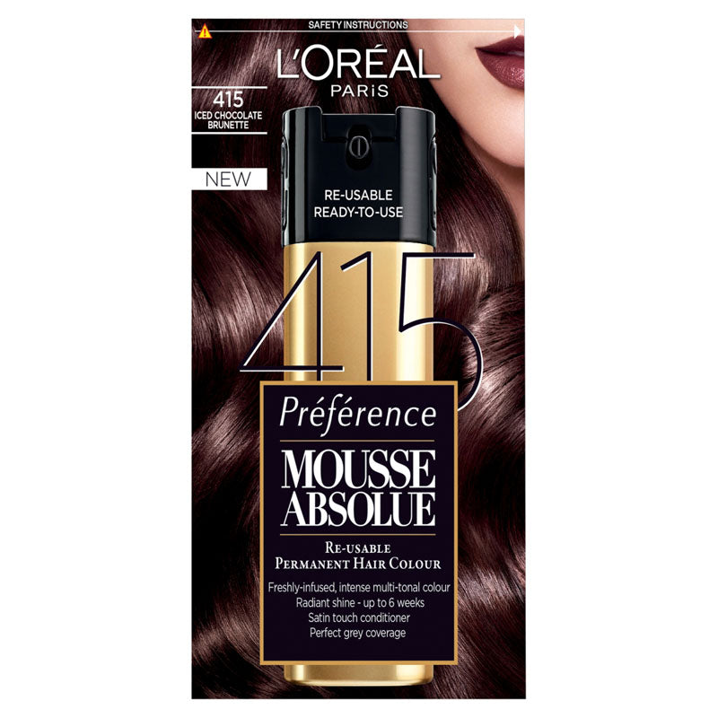 L'Oreal Paris Mousse Absolue Re-usable Permanent Hair Colour Iced chocolate 415