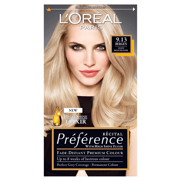L'Oreal Recital Preference Permanent Hair Colour Bergen Light Beige Blonde 9.13