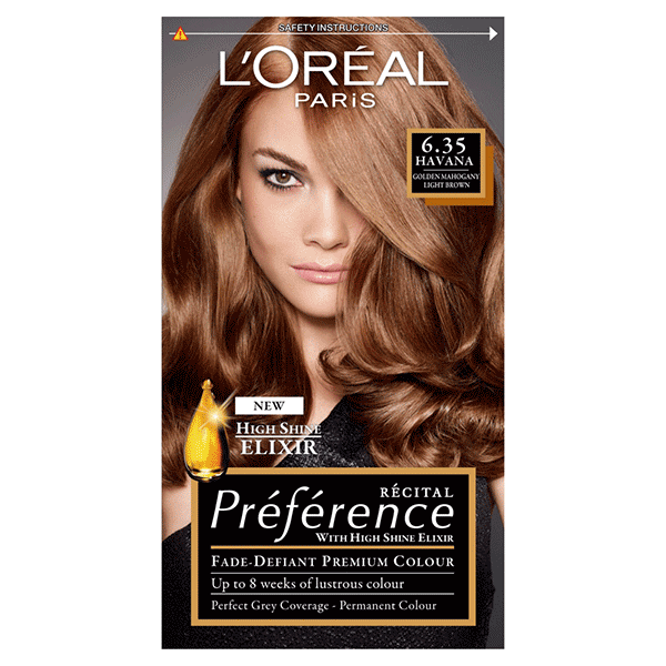 L'Oreal Recital Preference Permanent Hair Colour Havana Golden Mahogany Light Brown 6.35
