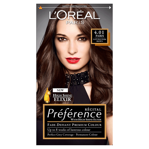 L'Oreal Recital Preference Permanent Hair Colour Paris Natural Dark Brown 4.01