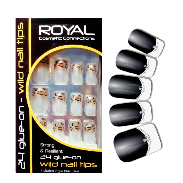 Royal Cosmetics 24 Glue On French Nail Tips