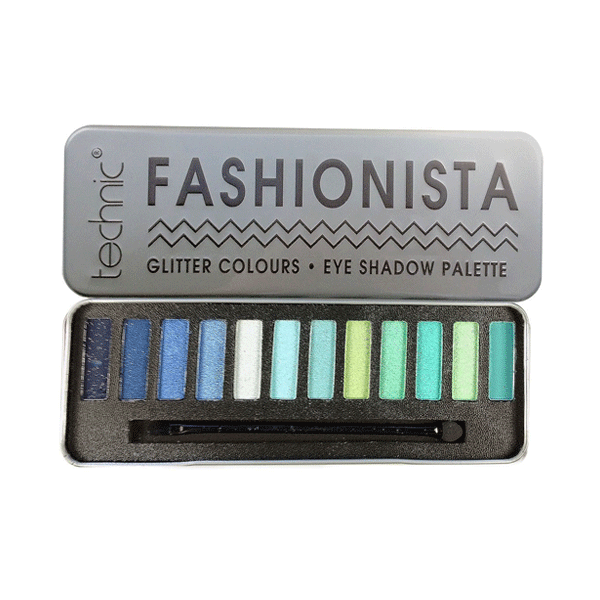 Technic Fashionista Eye Shadow Palette - Glitter Blue And Green