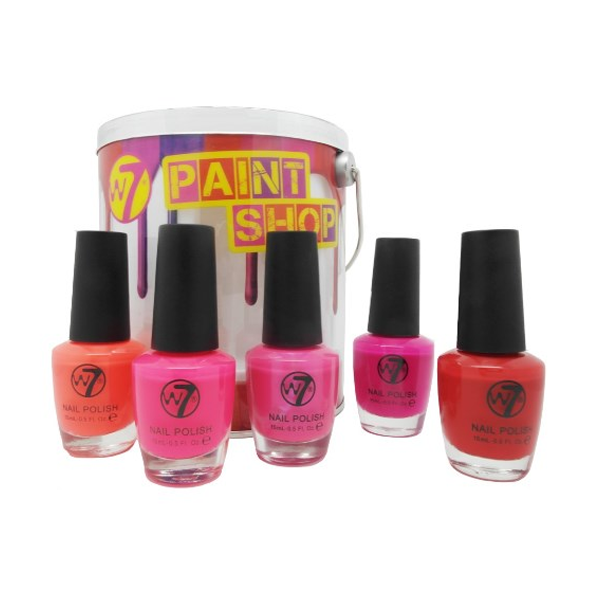 W7 Paint Shop Pot Nail Varnish 5 Colours - Pot A Fluorescent Neon Colours