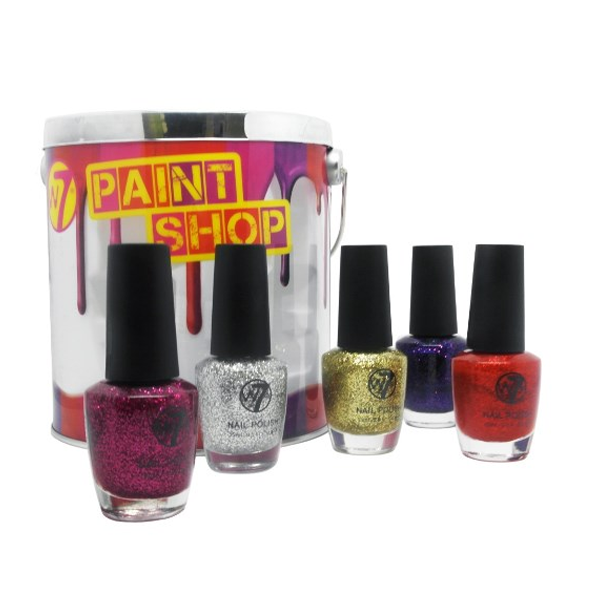 W7 Paint Shop Pot Nail Varnish 5 Colours - Pot B Dazzle Glitter Colours